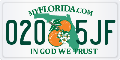 FL license plate 0205JF
