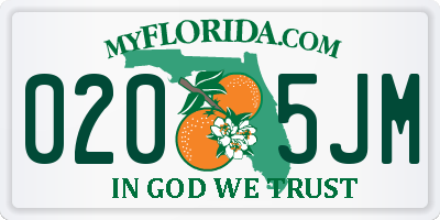 FL license plate 0205JM