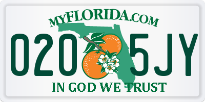 FL license plate 0205JY