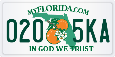 FL license plate 0205KA