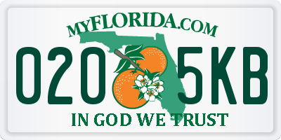 FL license plate 0205KB