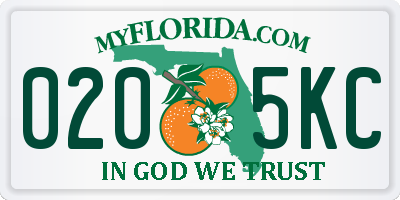 FL license plate 0205KC