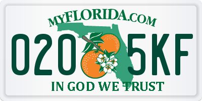 FL license plate 0205KF