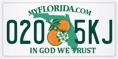 FL license plate 0205KJ