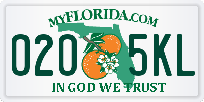 FL license plate 0205KL