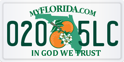 FL license plate 0205LC
