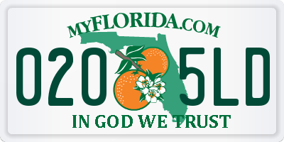 FL license plate 0205LD