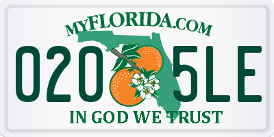 FL license plate 0205LE