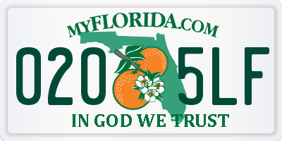 FL license plate 0205LF