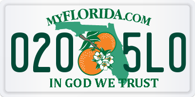 FL license plate 0205LO