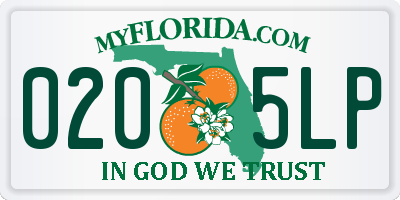 FL license plate 0205LP