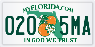 FL license plate 0205MA