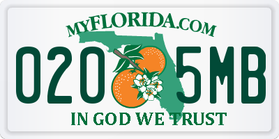 FL license plate 0205MB