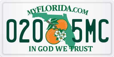 FL license plate 0205MC