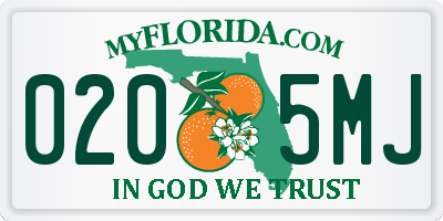 FL license plate 0205MJ