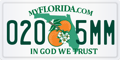 FL license plate 0205MM