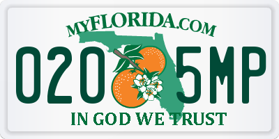 FL license plate 0205MP