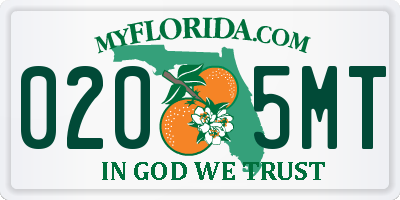 FL license plate 0205MT