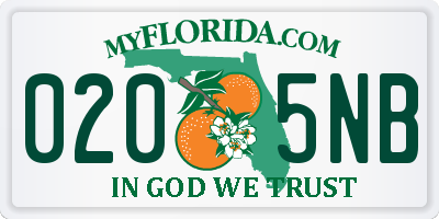 FL license plate 0205NB
