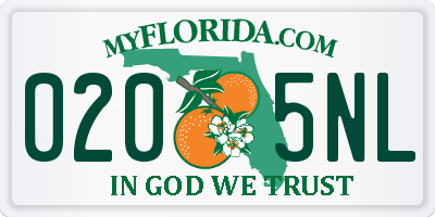 FL license plate 0205NL