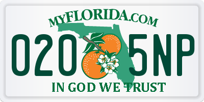 FL license plate 0205NP