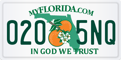 FL license plate 0205NQ