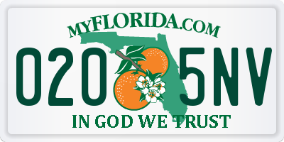 FL license plate 0205NV