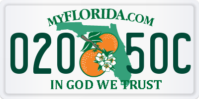 FL license plate 0205OC