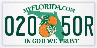 FL license plate 0205OR