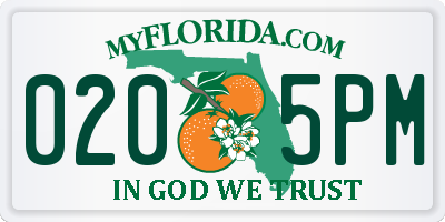 FL license plate 0205PM