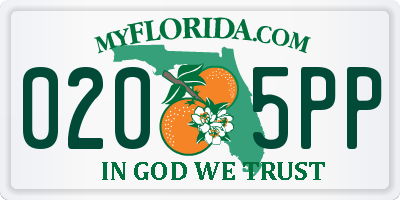 FL license plate 0205PP