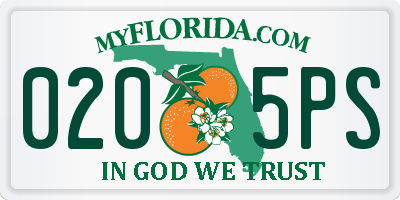 FL license plate 0205PS