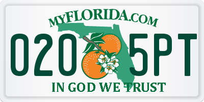 FL license plate 0205PT