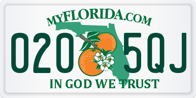 FL license plate 0205QJ