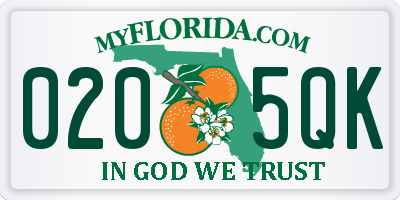 FL license plate 0205QK