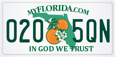 FL license plate 0205QN