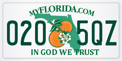 FL license plate 0205QZ