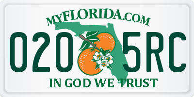 FL license plate 0205RC
