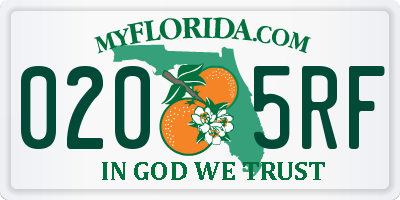 FL license plate 0205RF