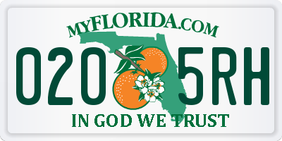 FL license plate 0205RH
