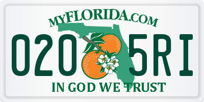 FL license plate 0205RI