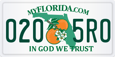 FL license plate 0205RO