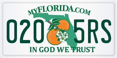 FL license plate 0205RS