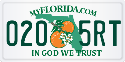 FL license plate 0205RT