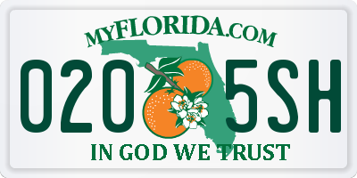 FL license plate 0205SH