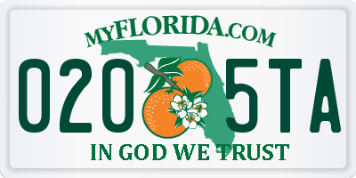 FL license plate 0205TA