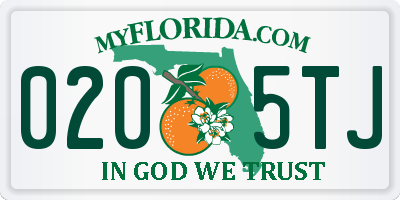 FL license plate 0205TJ