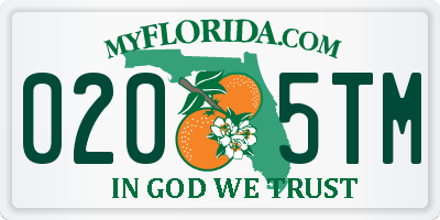 FL license plate 0205TM