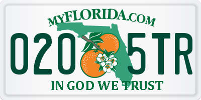 FL license plate 0205TR