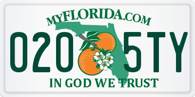 FL license plate 0205TY